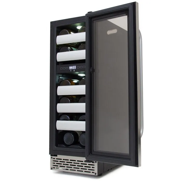 Elite 17-Bottle Seamless Stainless Steel Door Dual Zone Built-in Wine Refrigerator