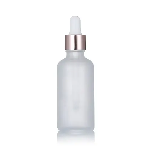 Empty Frosted Glass Dropper Bottle with Rose Gold Lid 100mL