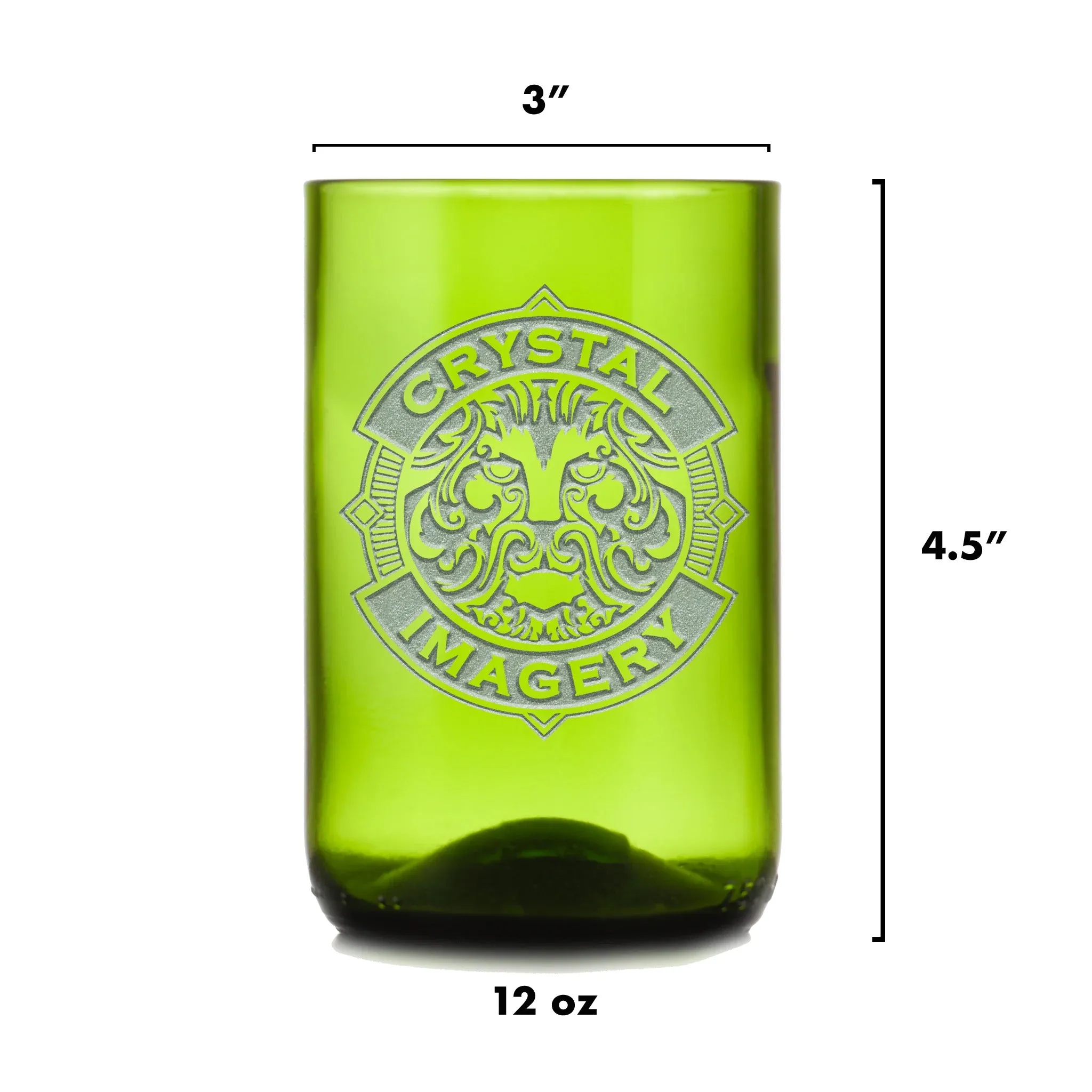 Engraved Green Recycled Wine Bottle Glass Tumbler