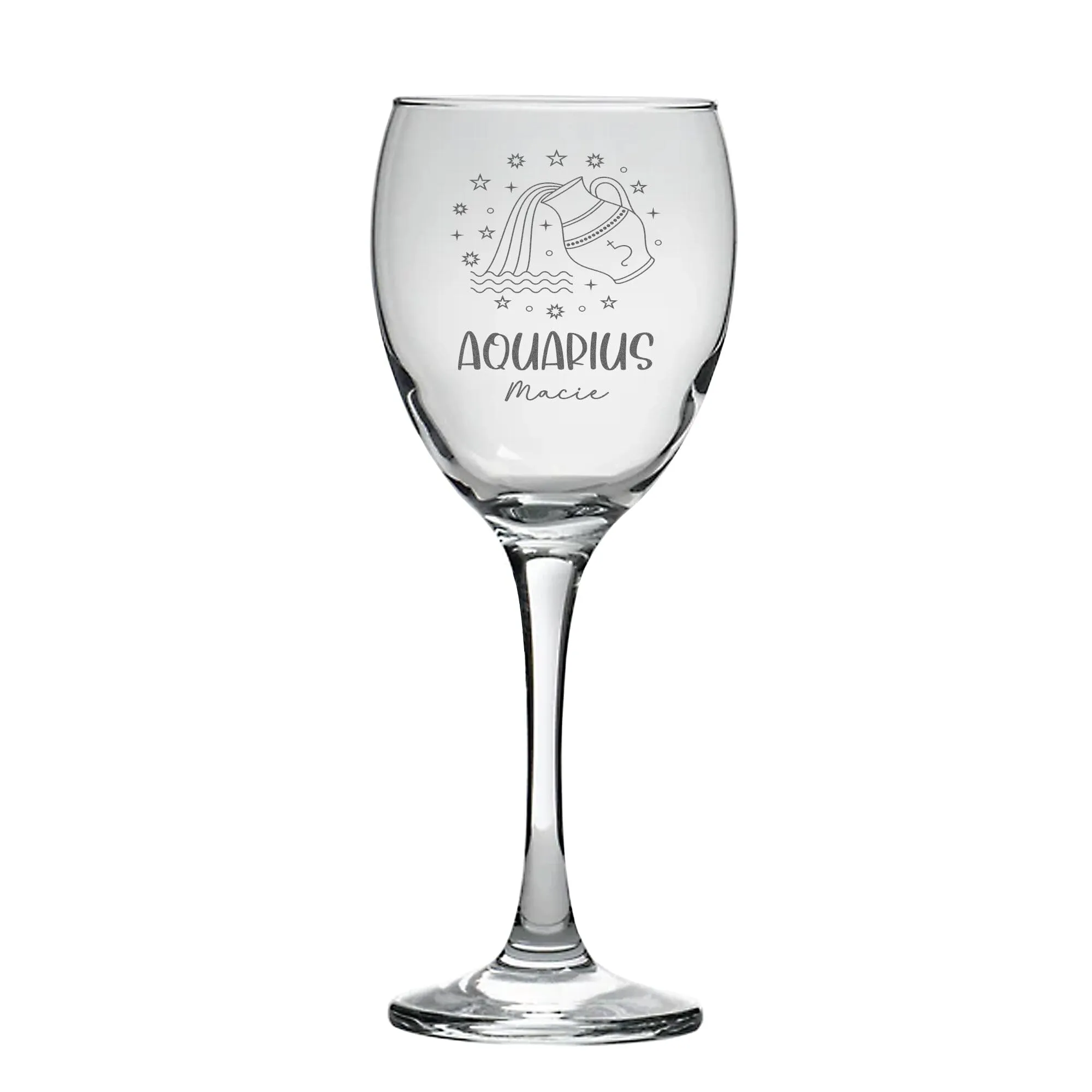 Engraved Zodiac Signs Design Wine Glass