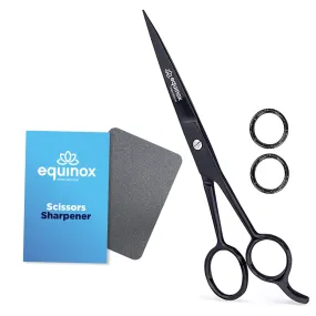 Equinox International Professional Hair Cutting Scissors - 6.5 Inches Overall Length - Barber Scissors for Men and Women - Professional Scissors for Salon and Home Use - Black Professional Shears