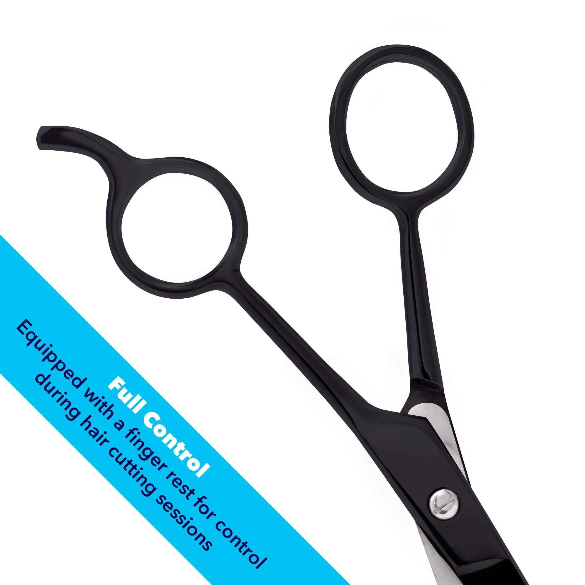 Equinox International Professional Hair Cutting Scissors - 6.5 Inches Overall Length - Barber Scissors for Men and Women - Professional Scissors for Salon and Home Use - Black Professional Shears