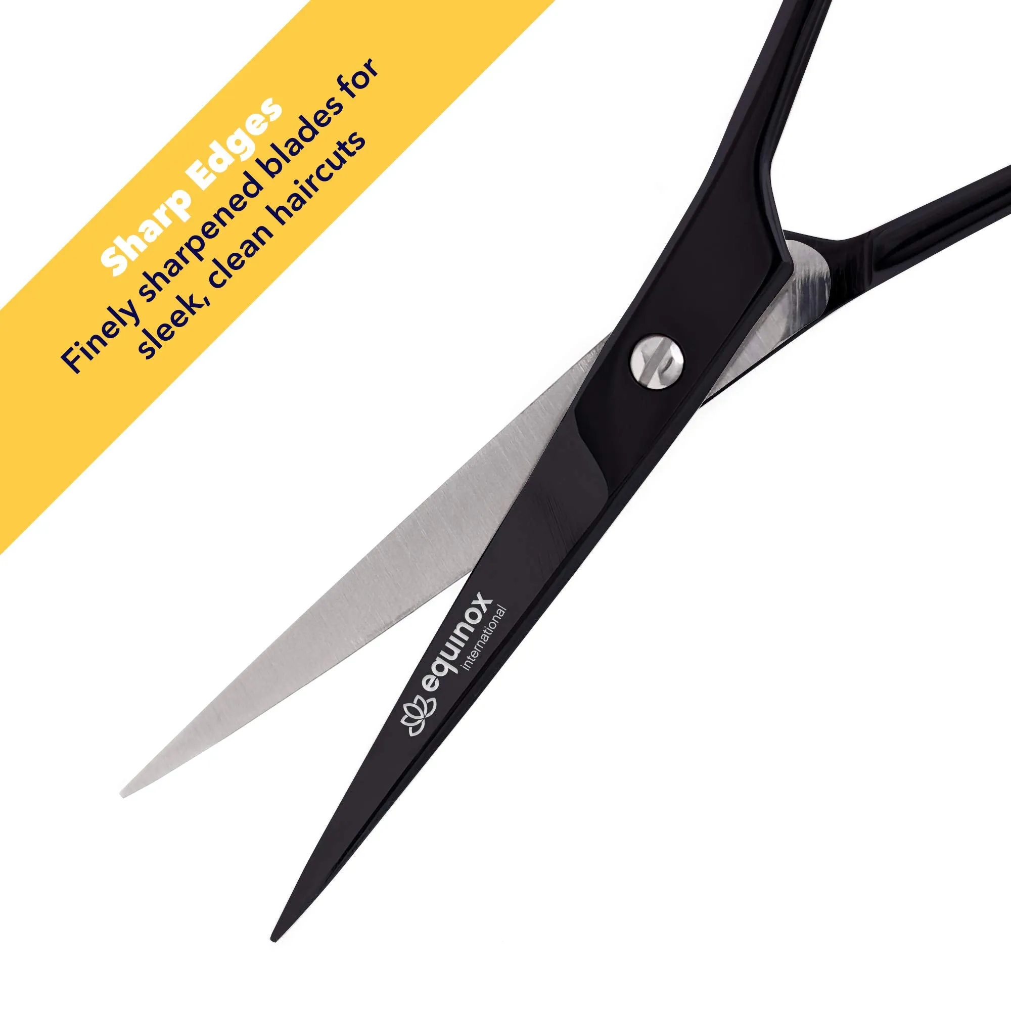 Equinox International Professional Hair Cutting Scissors - 6.5 Inches Overall Length - Barber Scissors for Men and Women - Professional Scissors for Salon and Home Use - Black Professional Shears