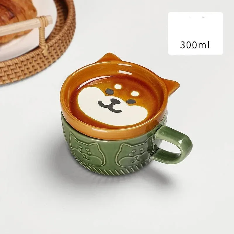 European Animal Ceramic Coffee Cup with Lid