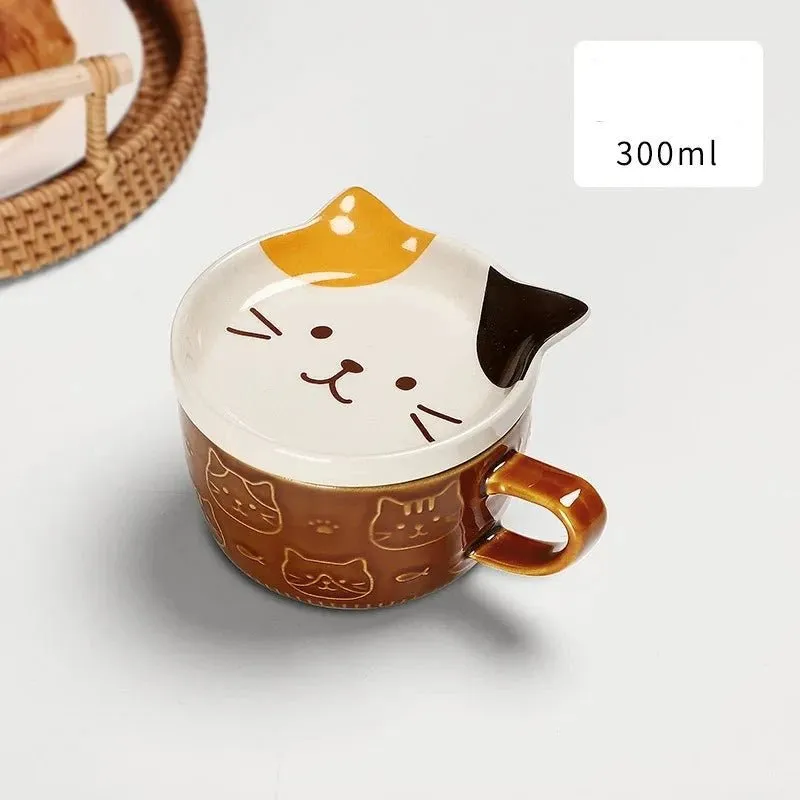 European Animal Ceramic Coffee Cup with Lid