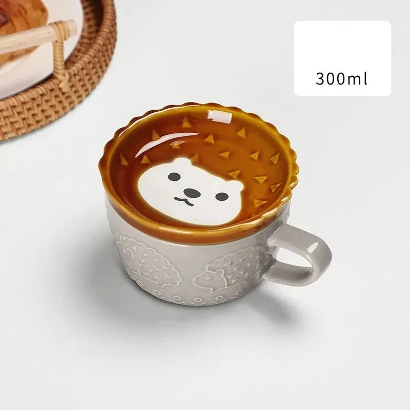 European Animal Ceramic Coffee Cup with Lid