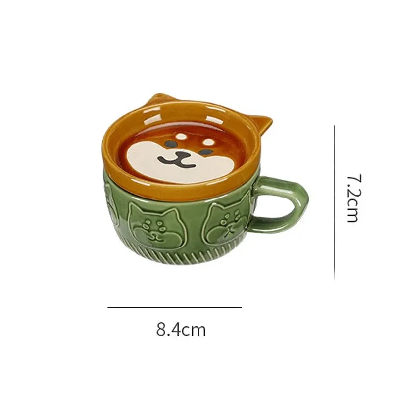 European Animal Ceramic Coffee Cup with Lid