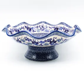 Fluted Pedestal Bowl in Stunning Blue