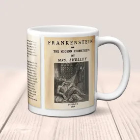 Frankenstein by Mary Shelley Mug. Coffee Mug with Frankenstein book Title and Book Pages, Bookish Gift,  Literature Mug, Book Lover Mug.