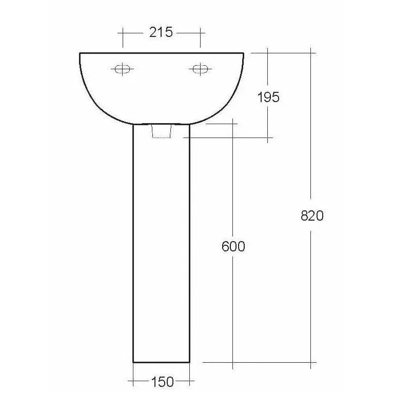 Frontline White Compact Full Pedestal Basin - 1 Tap Hole