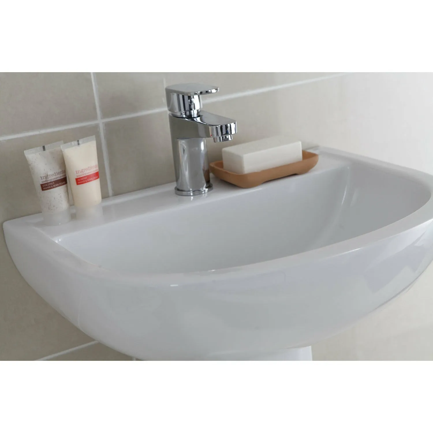 Frontline White Compact Full Pedestal Basin - 1 Tap Hole