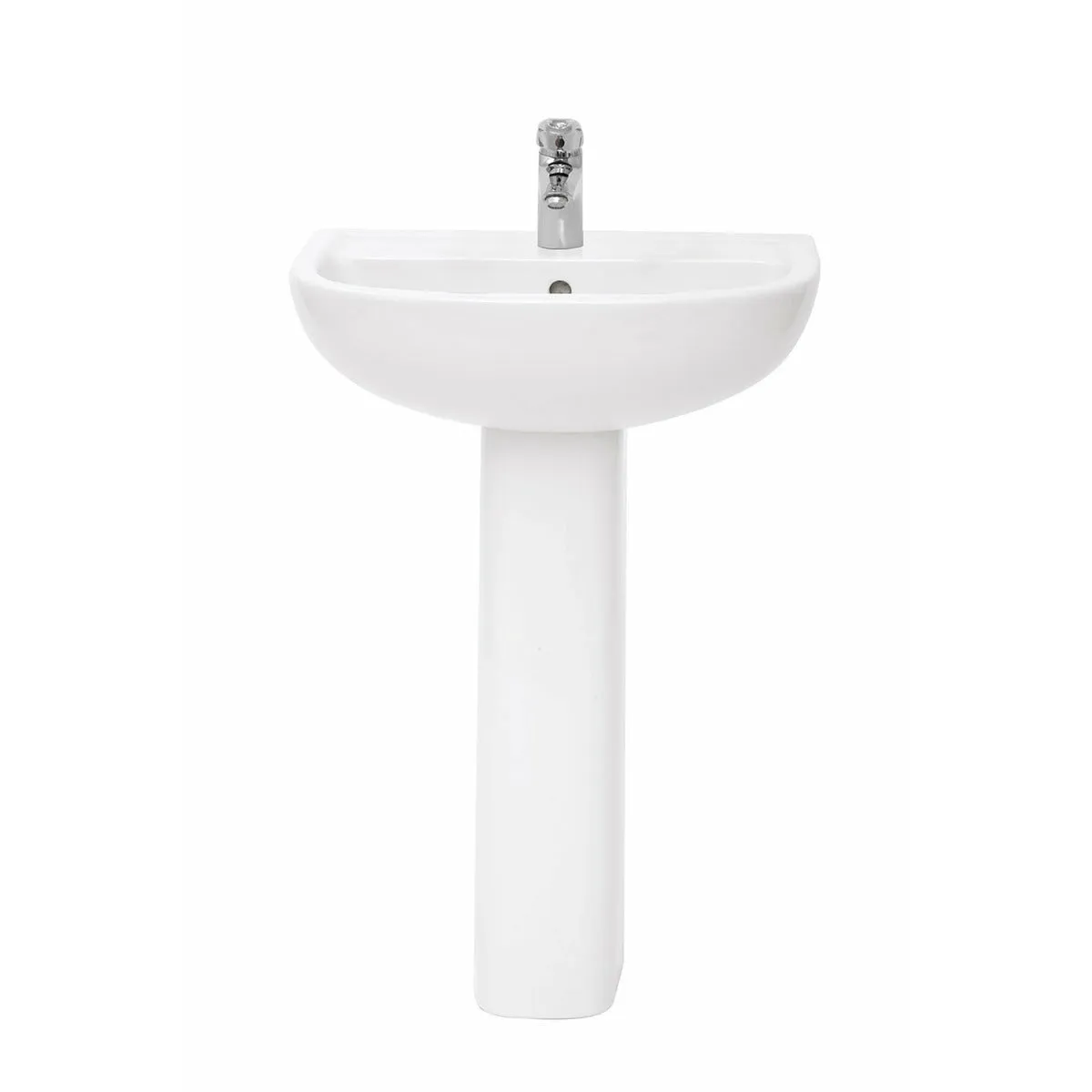 Frontline White Compact Full Pedestal Basin - 2 Tap Holes