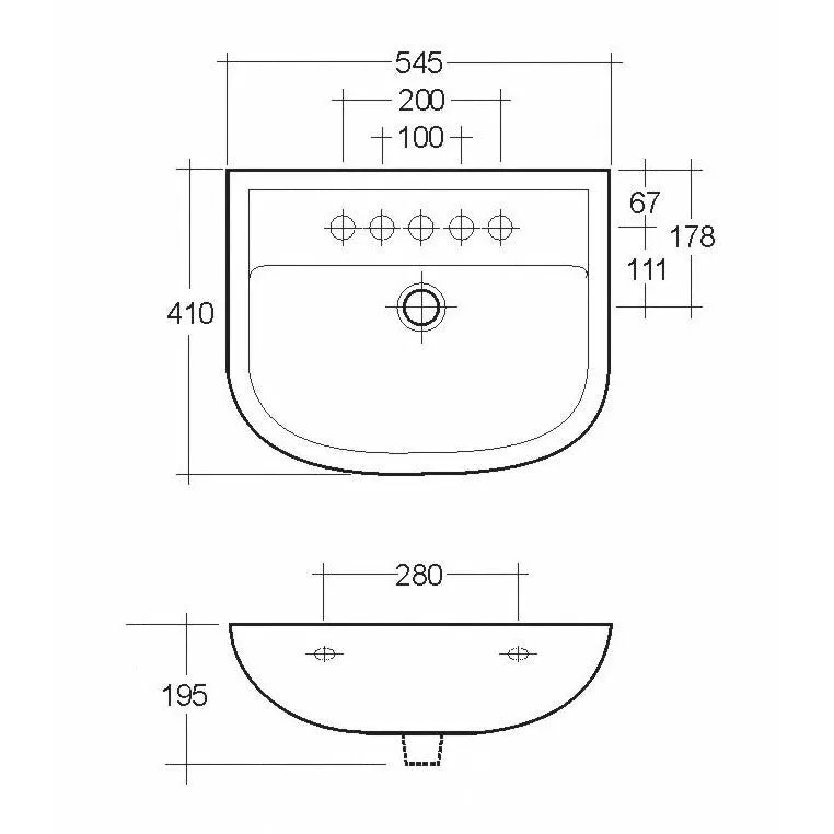 Frontline White Compact Full Pedestal Basin - 2 Tap Holes