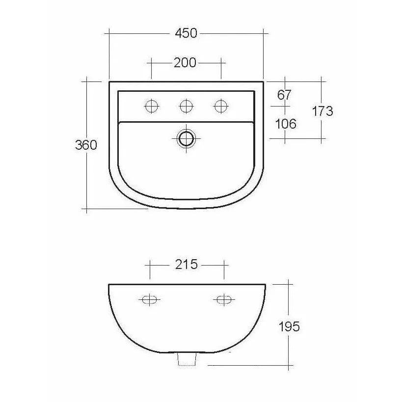 Frontline White Compact Full Pedestal Basin - 2 Tap Holes