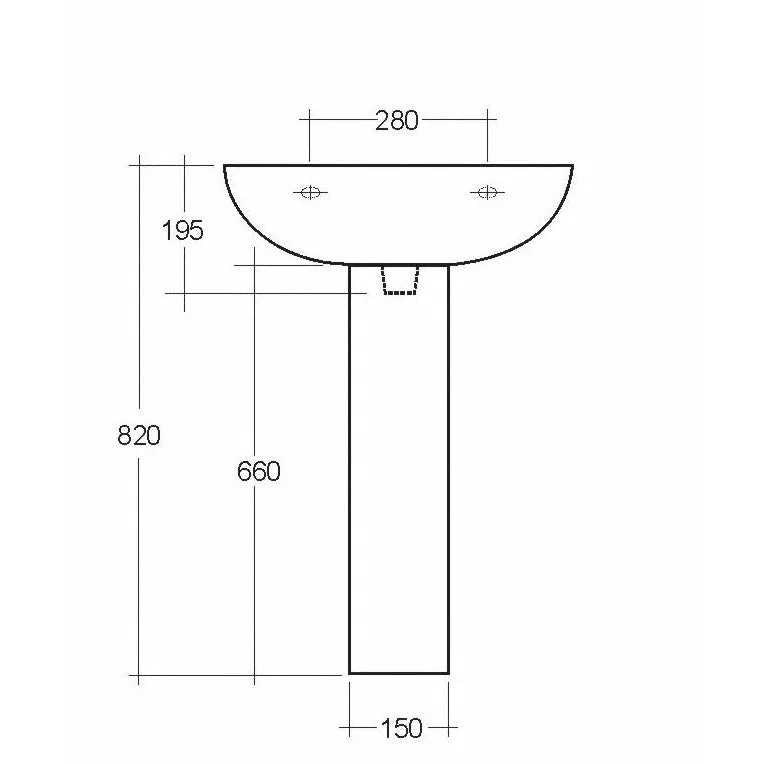 Frontline White Compact Full Pedestal Basin - 2 Tap Holes