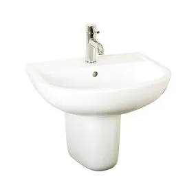 Frontline White Compact Semi-Pedestal Basin - 1 Tap Hole