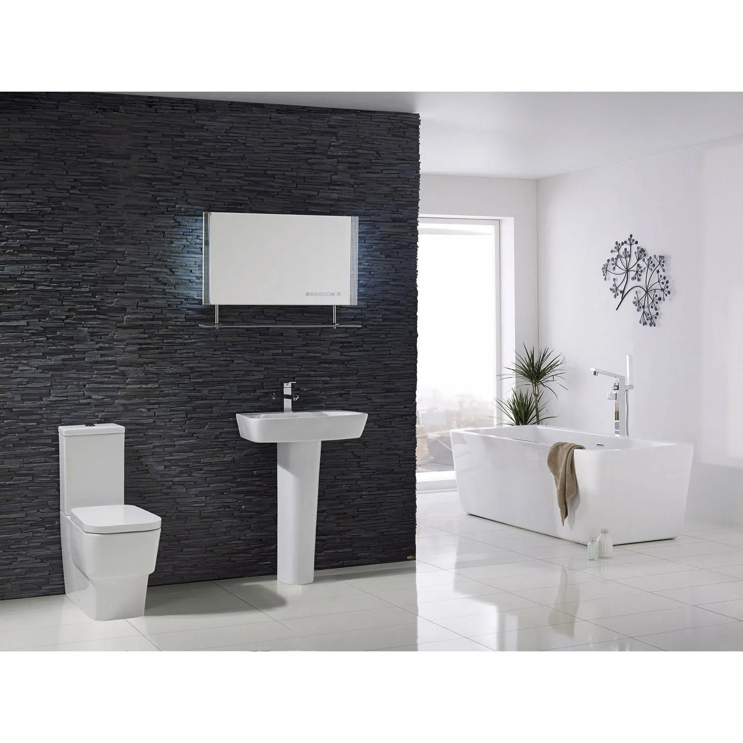 Frontline White Cubix 600mm Full Pedestal Basin