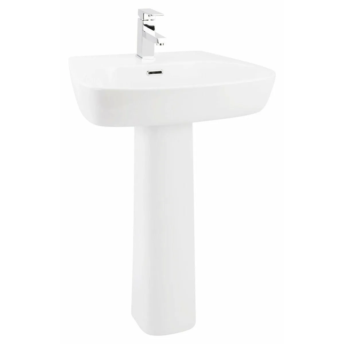 Frontline White Cubix 600mm Full Pedestal Basin