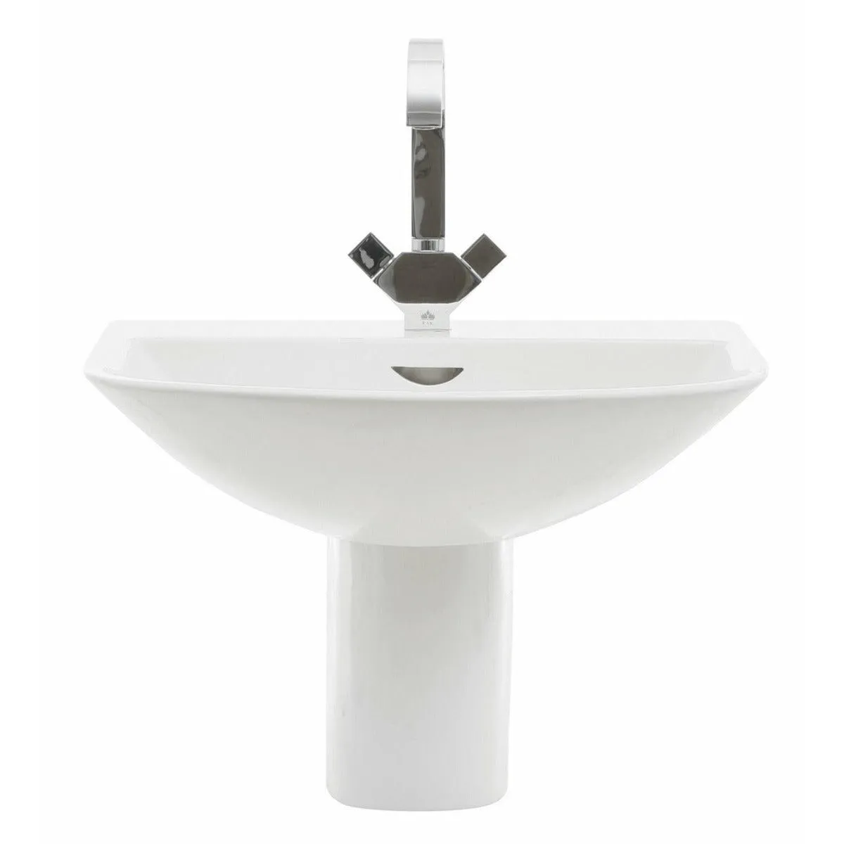 Frontline White Reserva 550mm Semi-Pedestal Basin - 1 Tap Hole