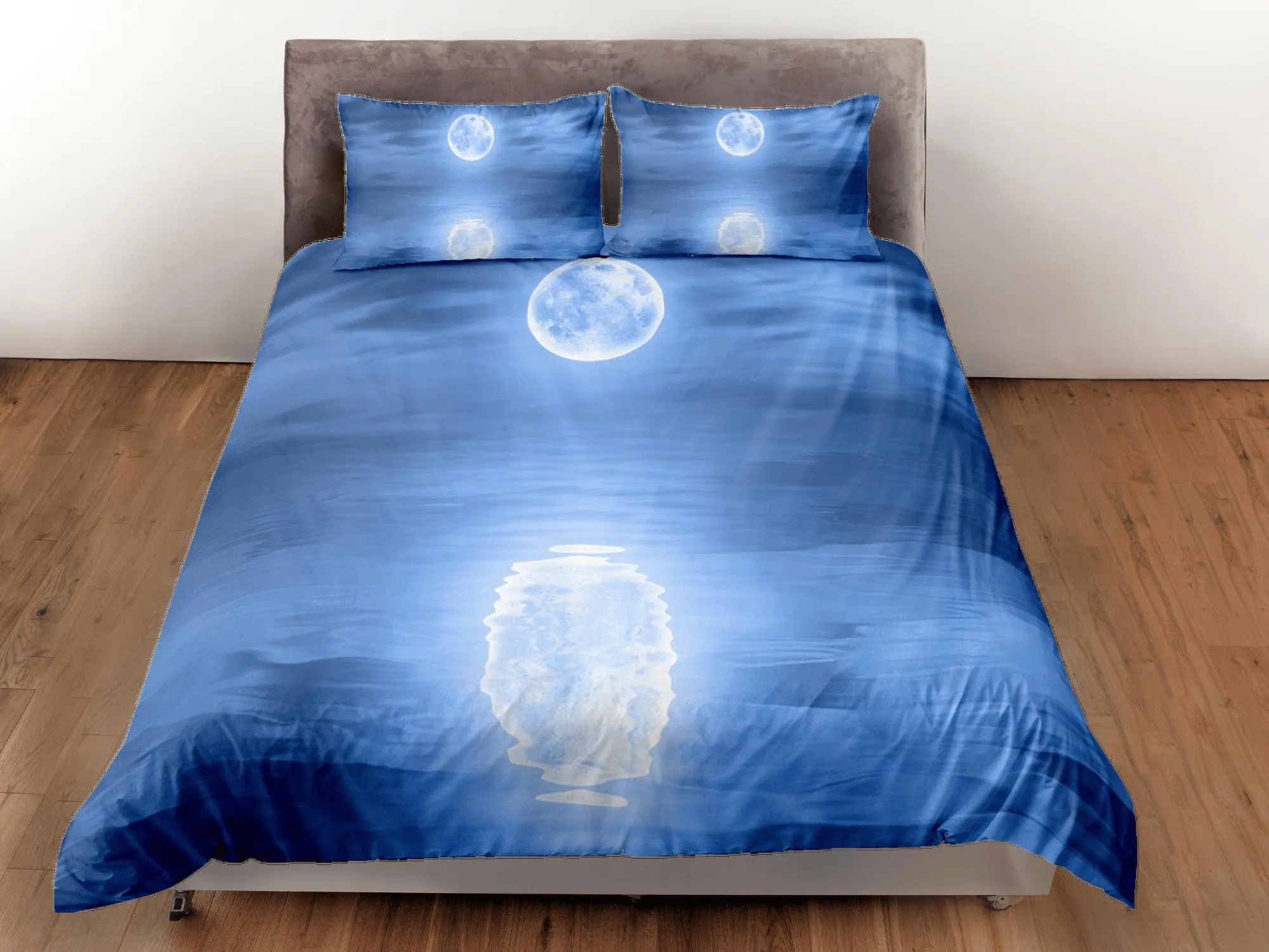 Full Moon Over the Sea Duvet Cover Set Colorful Bedspread, Dorm Bedding Pillowcase