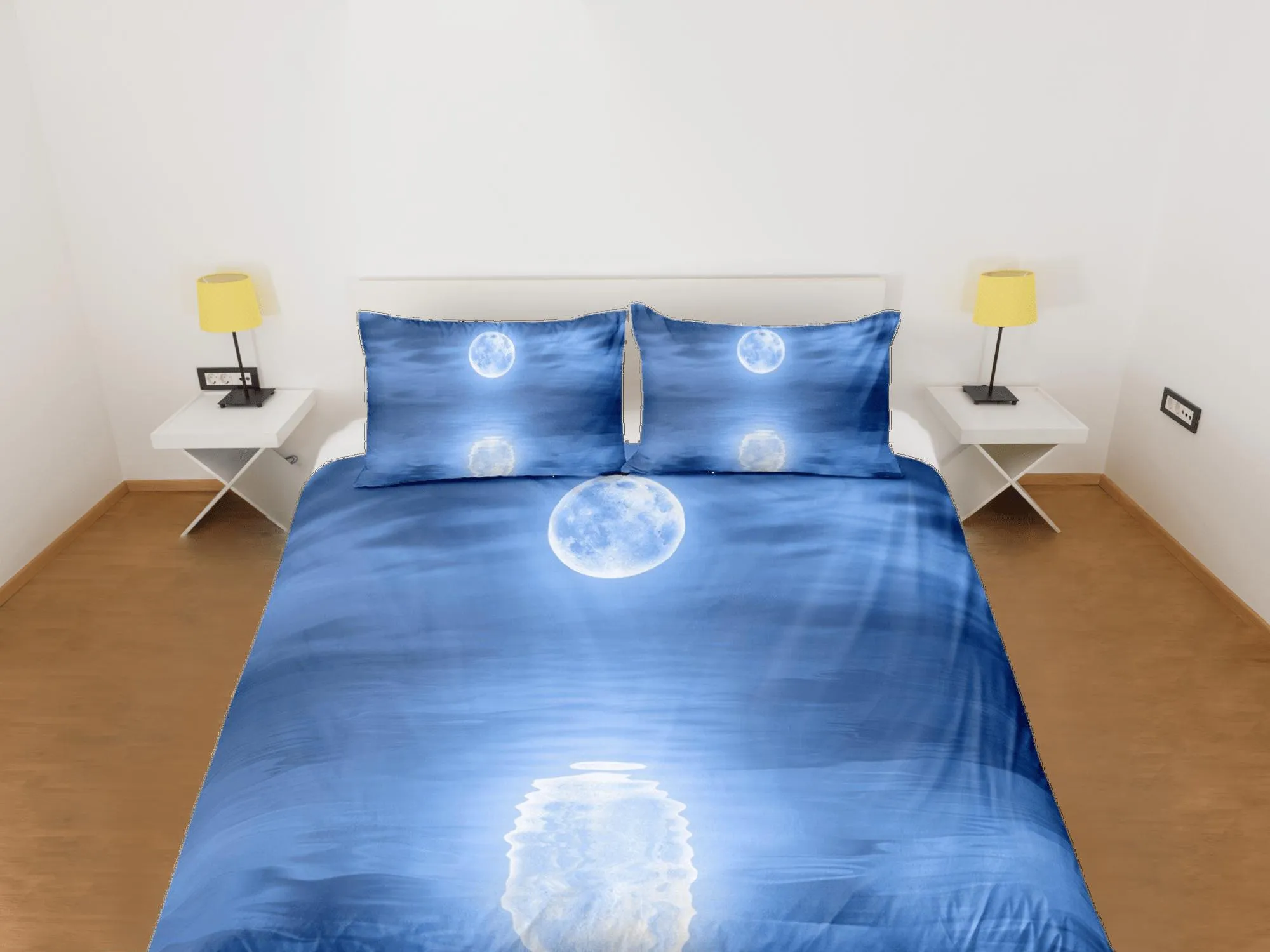 Full Moon Over the Sea Duvet Cover Set Colorful Bedspread, Dorm Bedding Pillowcase