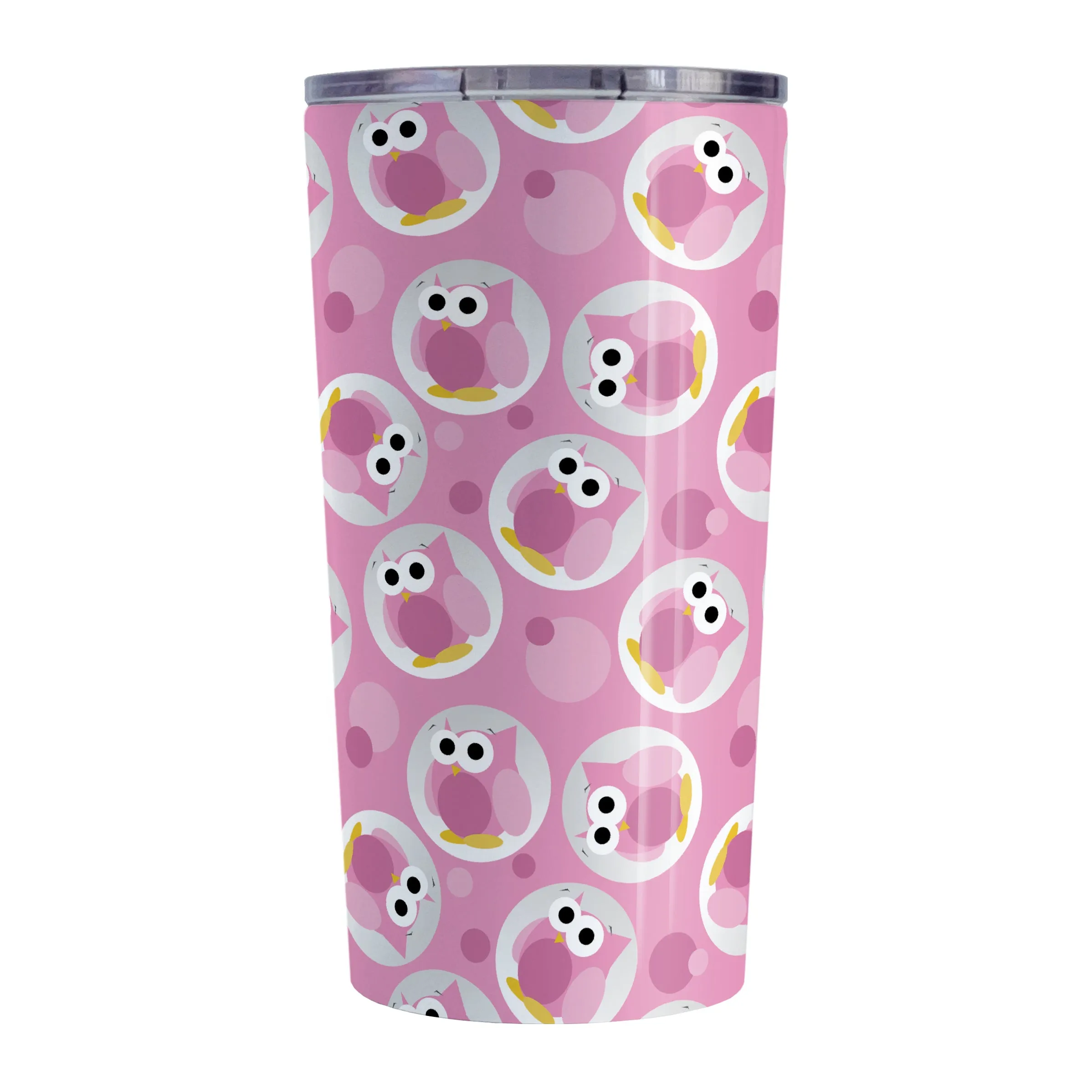 Funny Cute Pink Owl Pattern Tumbler Cup