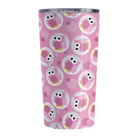 Funny Cute Pink Owl Pattern Tumbler Cup