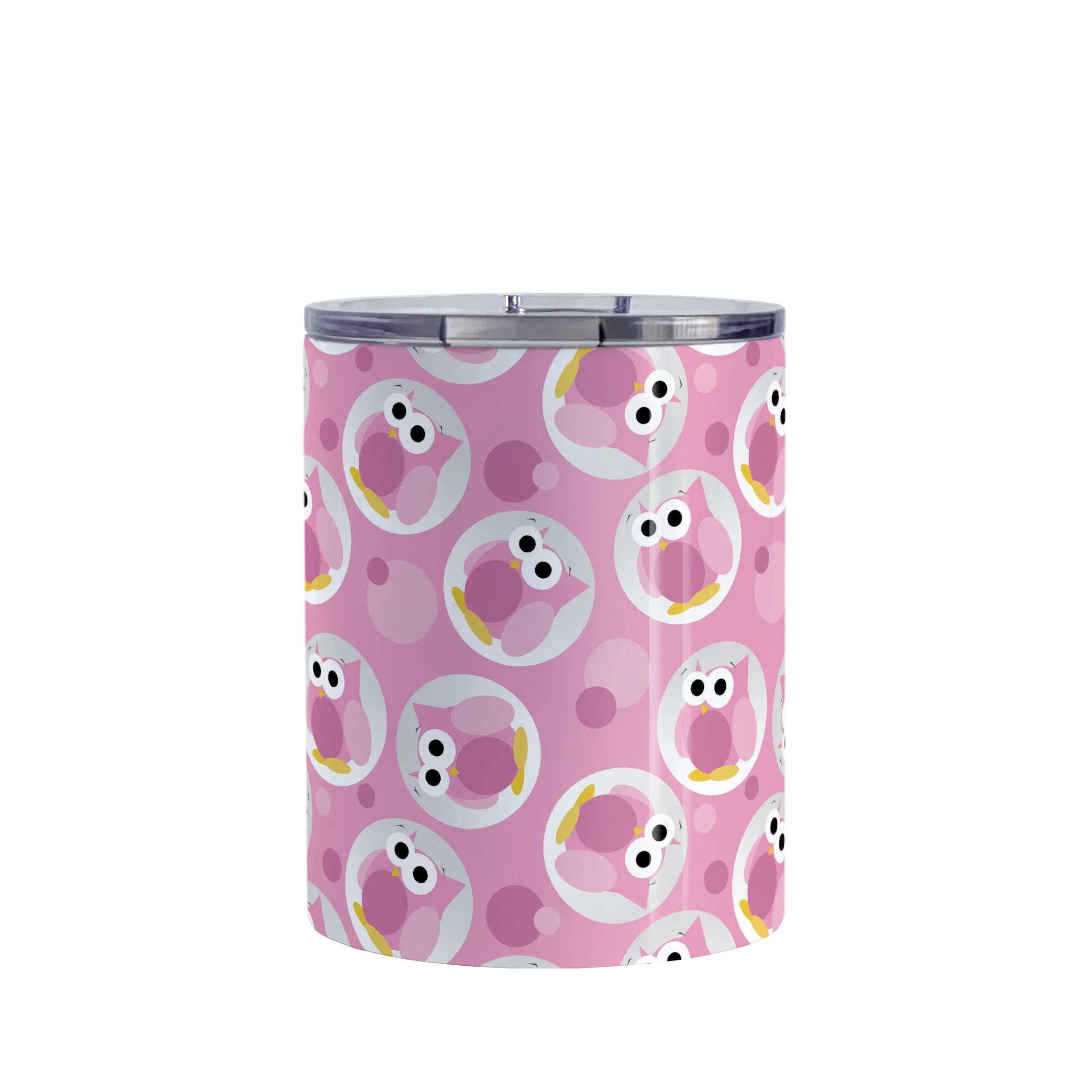 Funny Cute Pink Owl Pattern Tumbler Cup