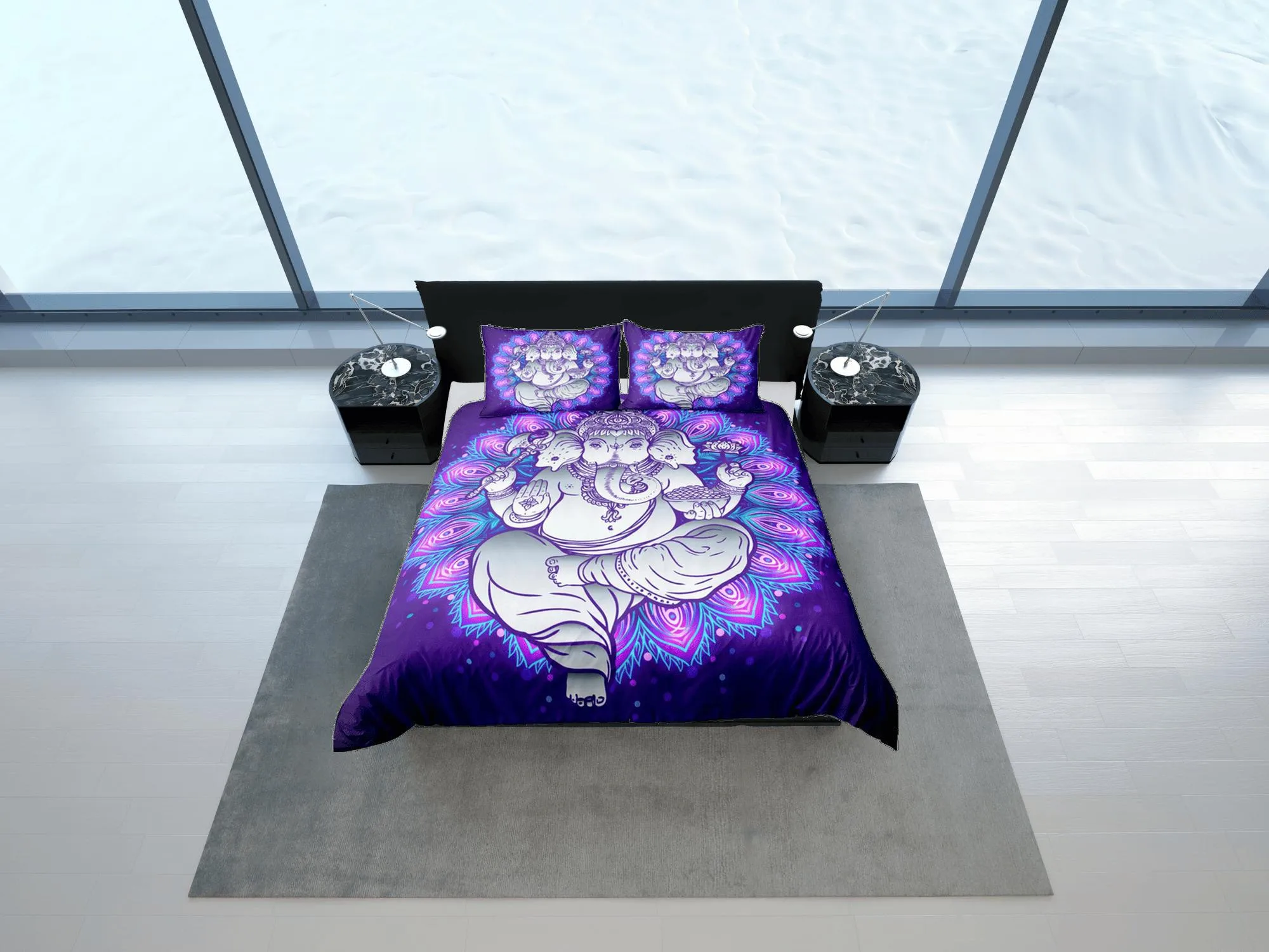 Ganesha Duvet Cover Set Elephant Decor, Indian Decor Hindu Gift Bedding Set, Bedding