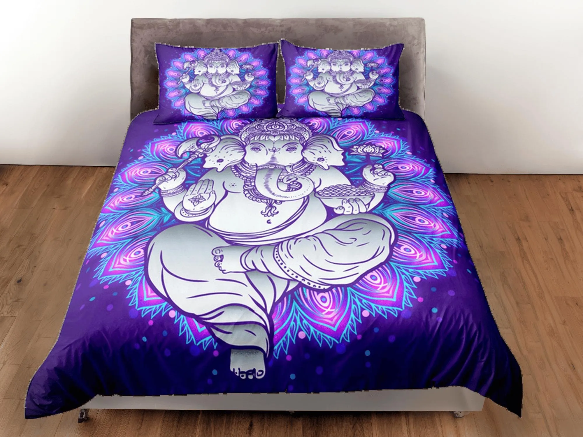 Ganesha Duvet Cover Set Elephant Decor, Indian Decor Hindu Gift Bedding Set, Bedding