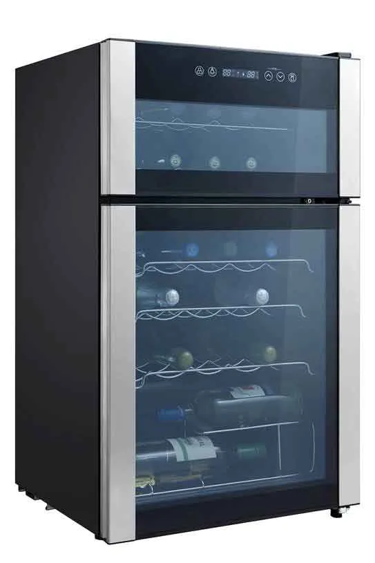 GE Stainless Steel 29-Bottle Dual Zone Wine Cooler - PXR03FLMFSC