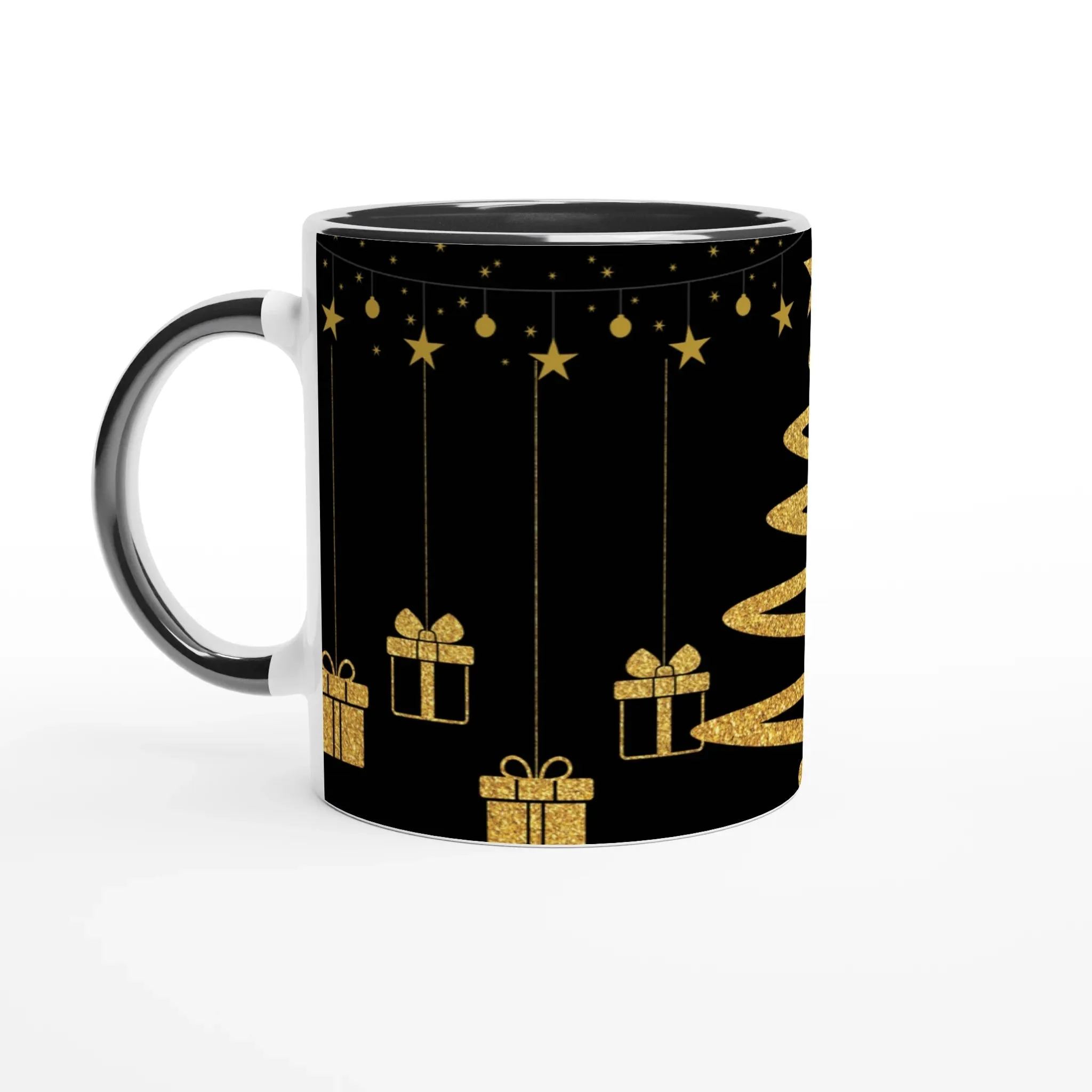 Golden Christmas Tree and Gifts Print