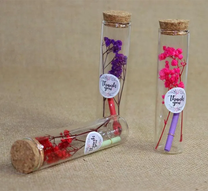 Happy Flower Mini Bottles Vials Clear Cork Stopper