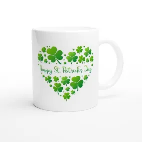 happy St.Patrick’s day  Coffee Mug, shamrock heart shaped 11oz ceramic coffee mug,irish celebration day