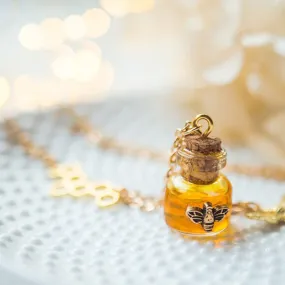 Honey Charm Bee Bottle Necklace