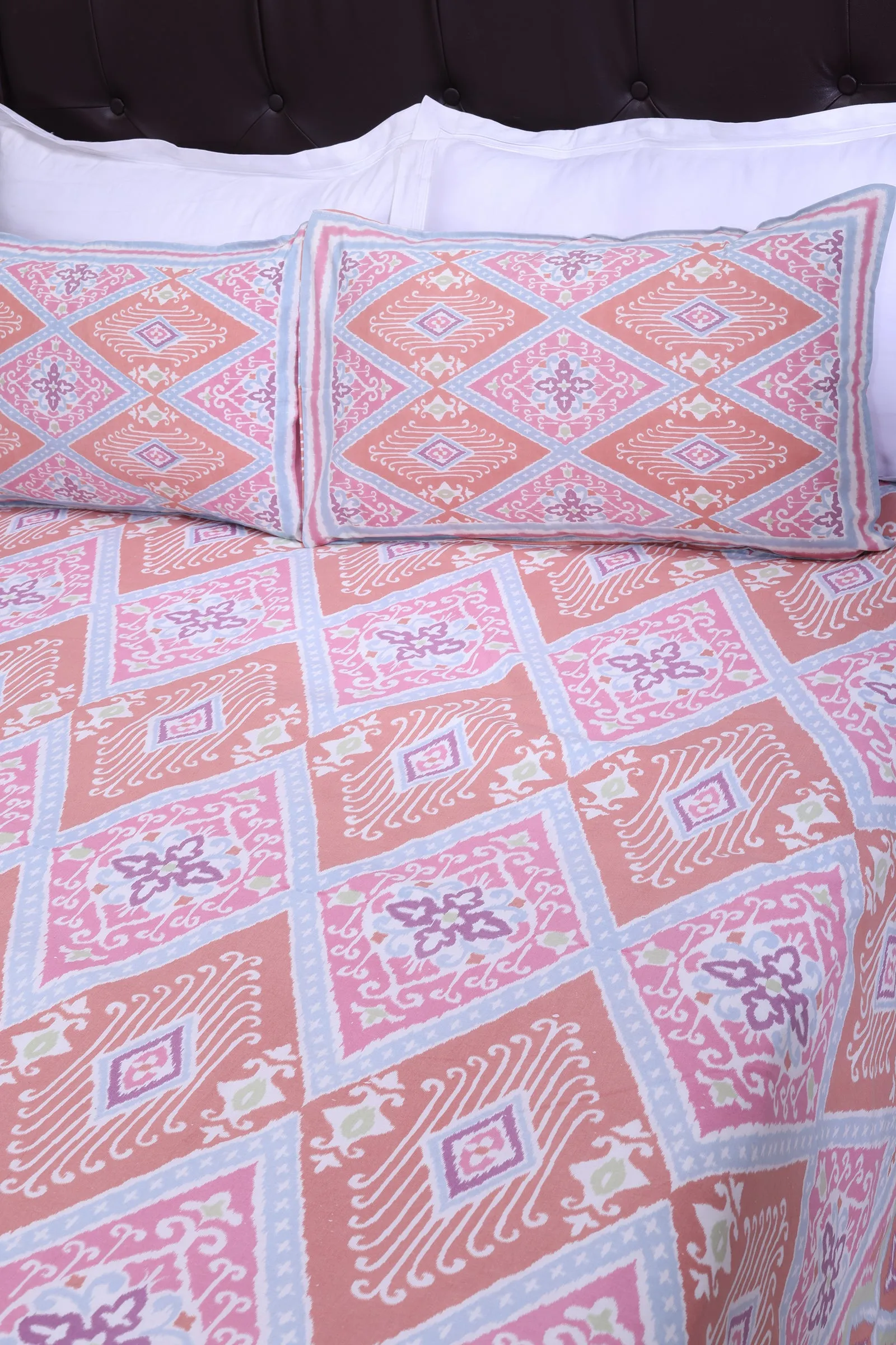 Ikat Paan New Rust Cotton Bedsheet