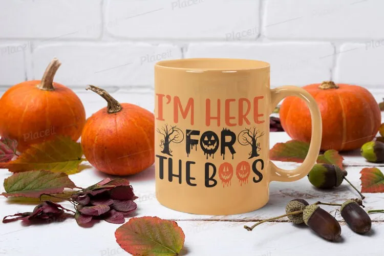 I'm Here for the Boos Halloween Mug, Handmade Ceramic Coffee Mug for Halloween Party, Spooky Drinkware Gift