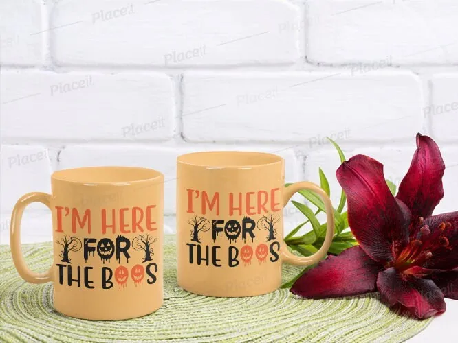 I'm Here for the Boos Halloween Mug, Handmade Ceramic Coffee Mug for Halloween Party, Spooky Drinkware Gift