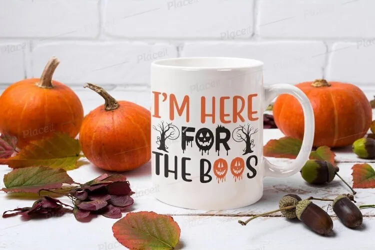 I'm Here for the Boos Halloween Mug, Handmade Ceramic Coffee Mug for Halloween Party, Spooky Drinkware Gift