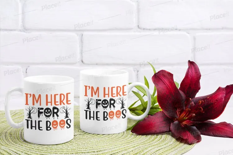 I'm Here for the Boos Halloween Mug, Handmade Ceramic Coffee Mug for Halloween Party, Spooky Drinkware Gift