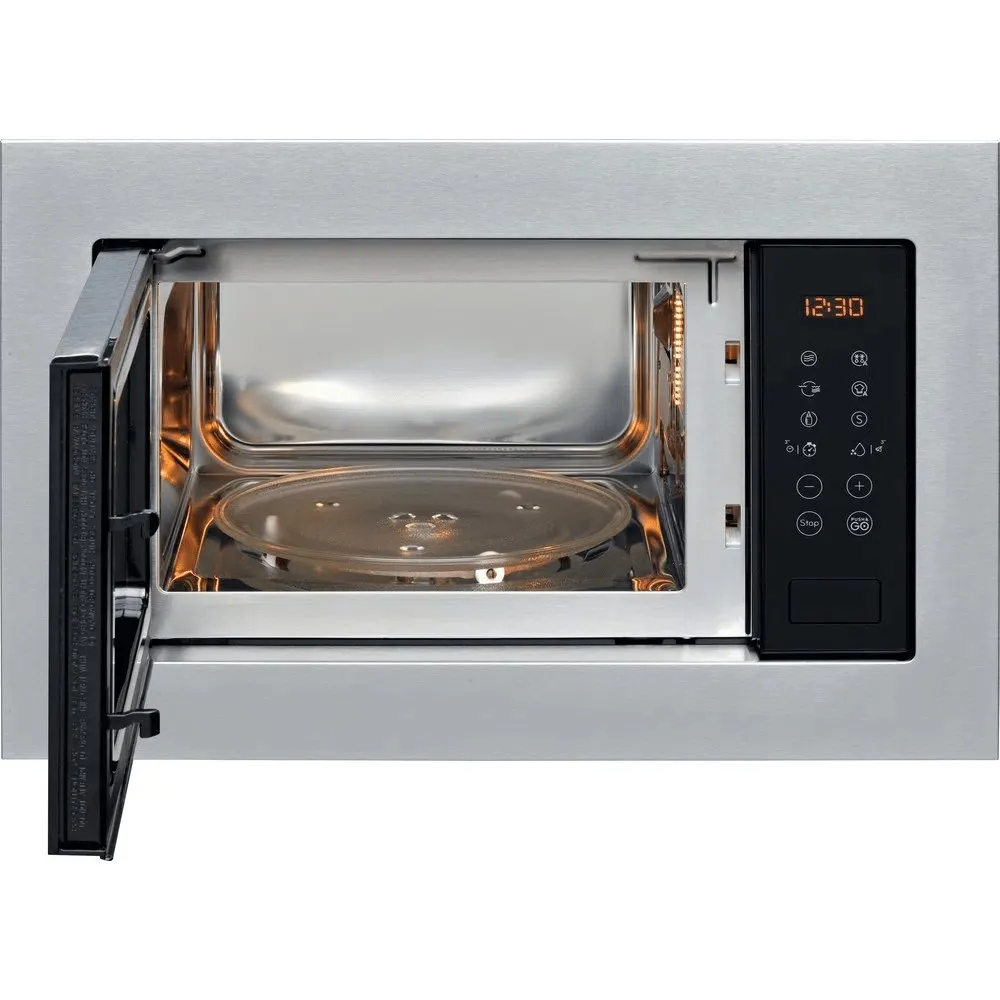 Indesit MWI125GX 25 Litre Built-In Microwave Oven with Grill Function, 59.4cm Wide - Stainless Steel