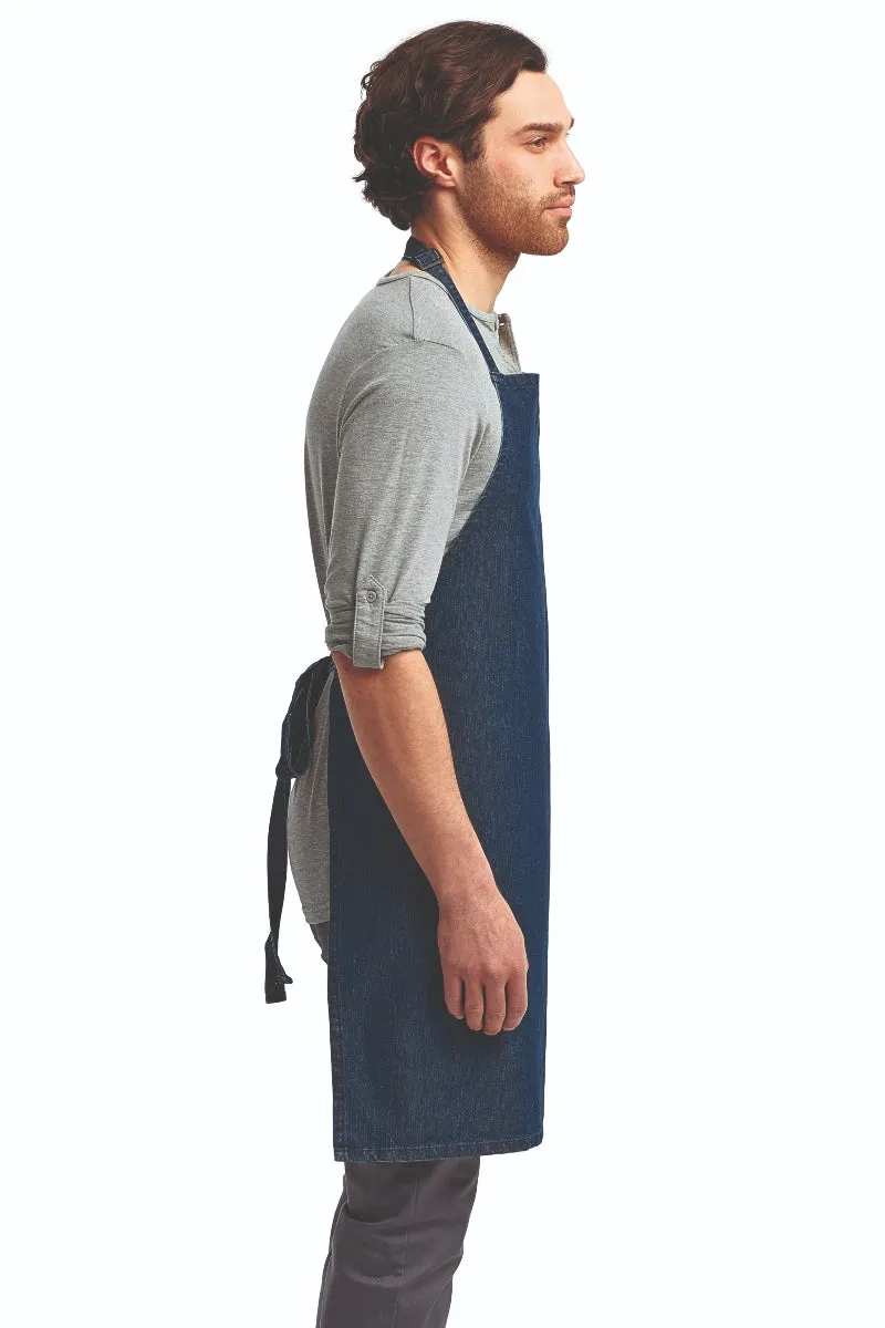 Indigo Denim Sustainable Bib Apron (No Pockets)