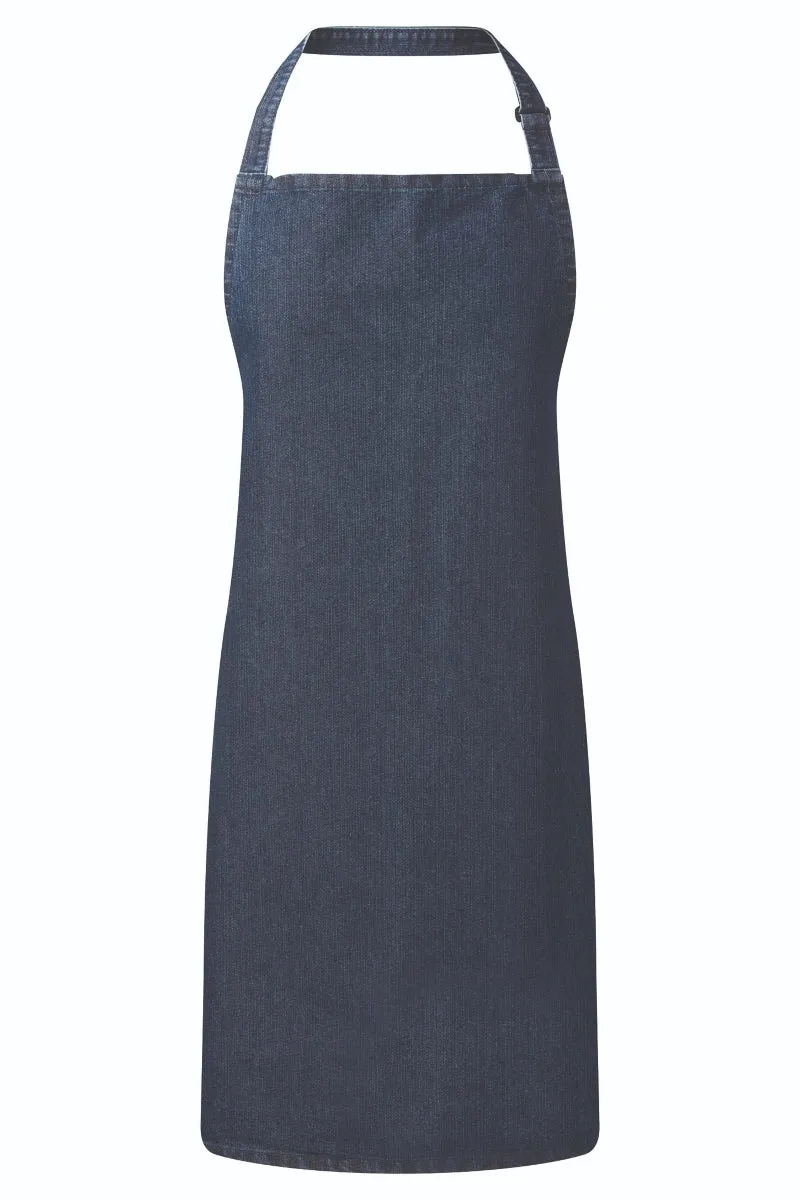 Indigo Denim Sustainable Bib Apron (No Pockets)