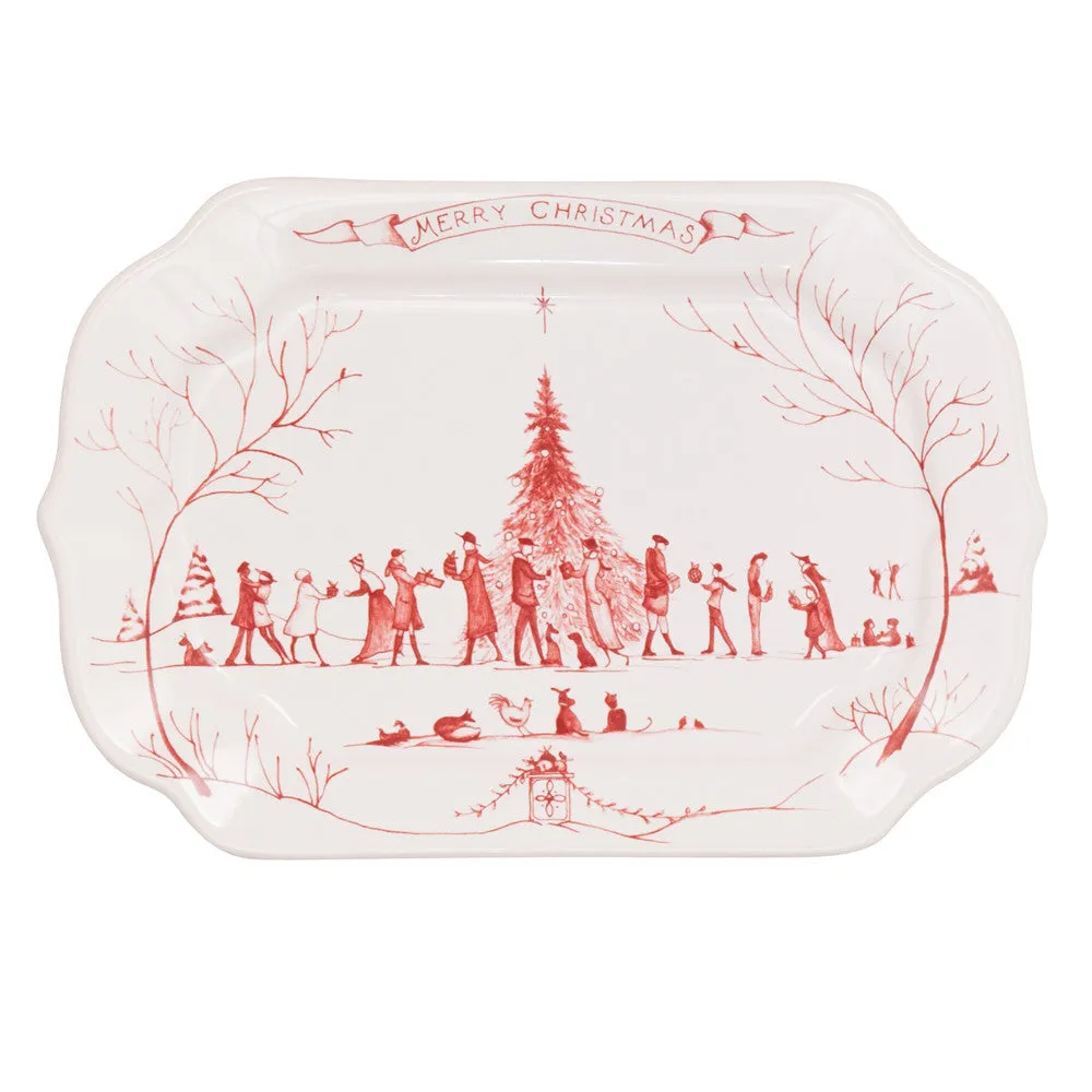 Juliska Country Estate Winter Frolic Ruby Gift Tray "Merry Christmas"