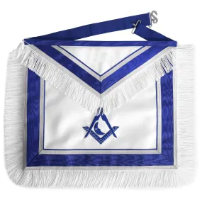 Junior Deacon Blue Lodge Officer Apron - Royal Blue With White Fringe