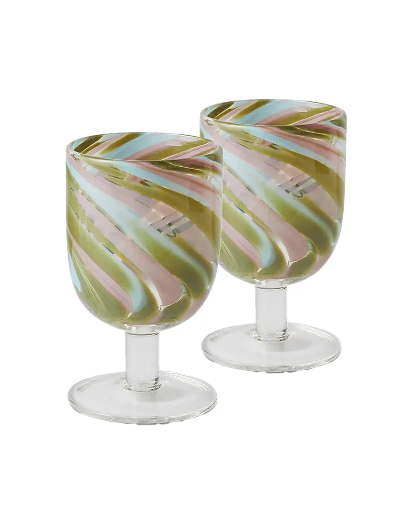 KIP & Co. MONSOON SWIRL WINE GLASS 2P SET