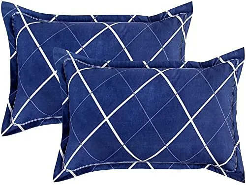 Kuber Industries 100% Cotton Kantha Design 180 TC Double Bed Sheet with 2 Pillow Covers (Blue)-CTKTC29650