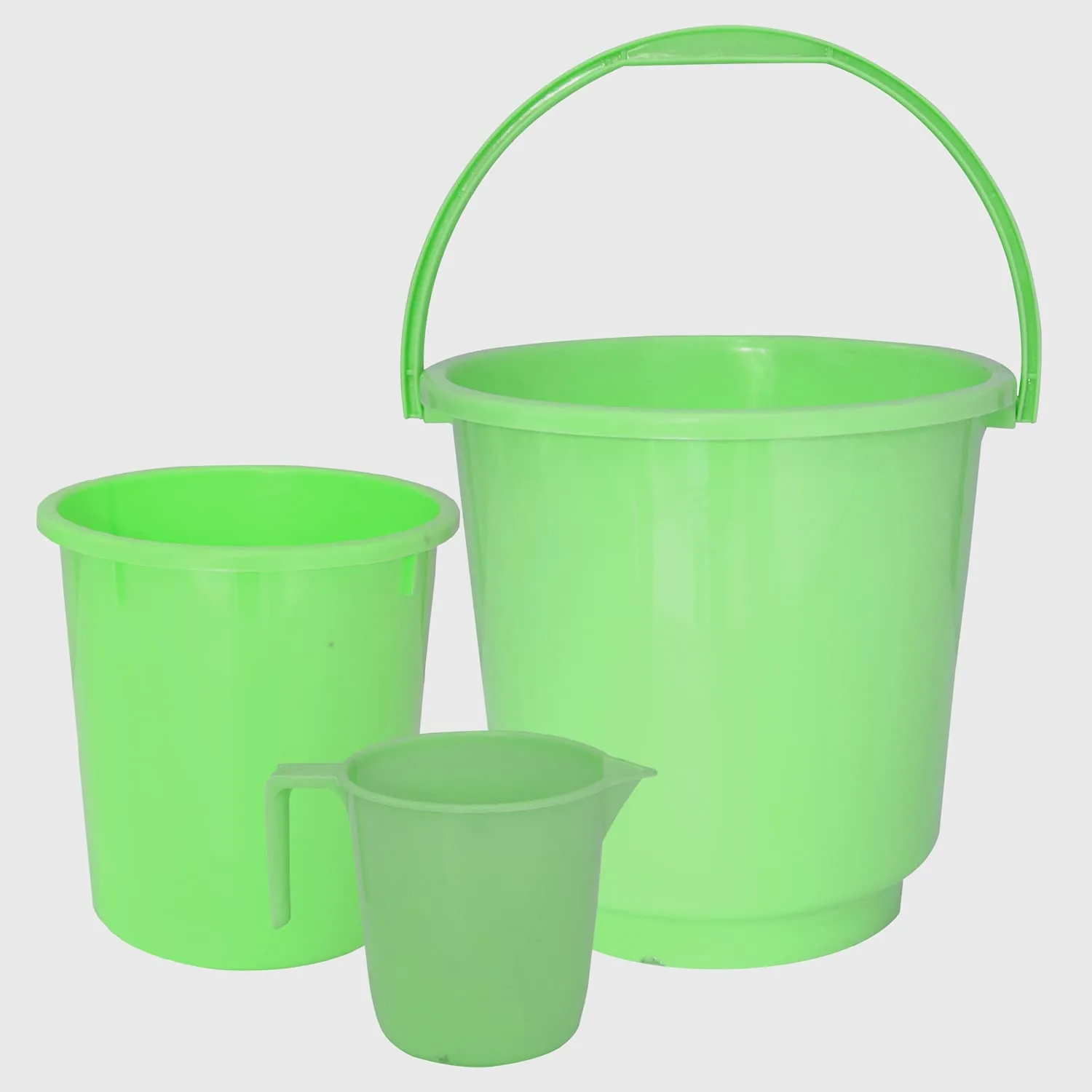 Kuber Industries 3 Pieces Plastic Bucket, Mug & Dustbin Set (Green)