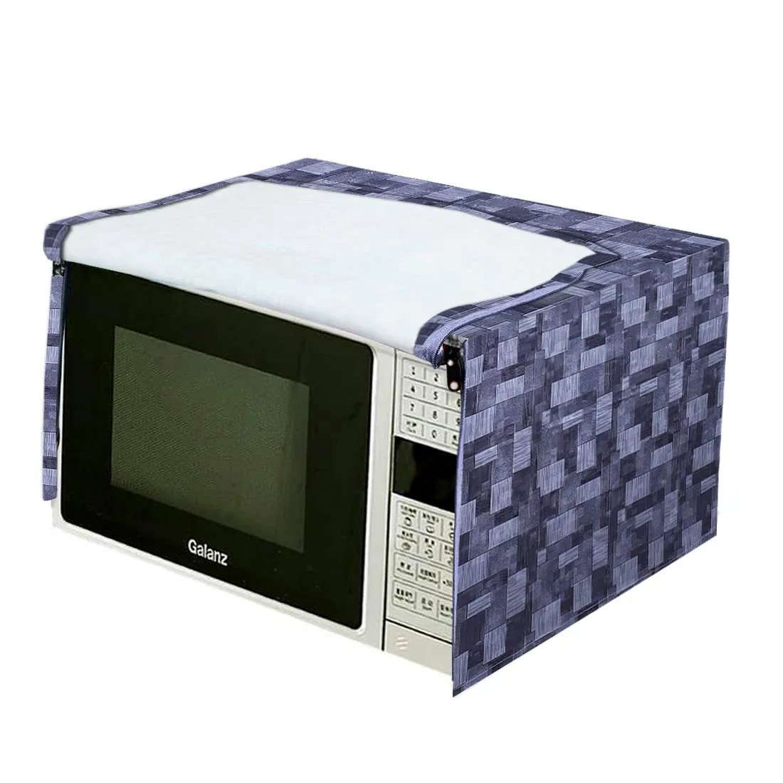 Kuber Industries 3D Checkered Design PVC Microwave Oven Full Closure Cover for 25 Litre (Grey)-KUBMART09966