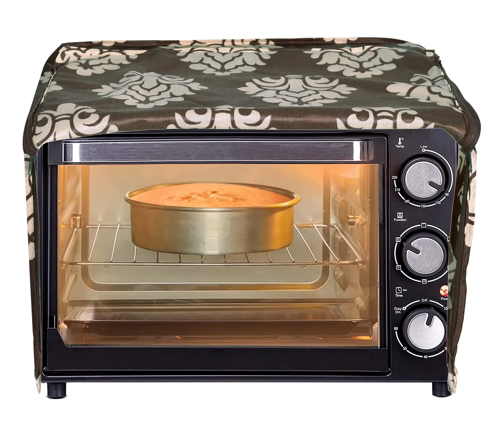 Kuber Industries Polyster Floral Printed Microwave Oven Cover,23 LTR. (Brown)-HS43KUBMART25931